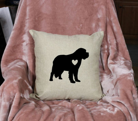 18x18" Saint Bernard, Bernese Mountain Dog, Great Pyrenees Dog Silhouette Throw Pillow Cover, Personalized, Custom, Dog Name