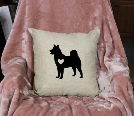 18x18" Shiba Inu, Akita, Spitz Dog Silhouette Throw Pillow Cover, Personalized, Custom, Dog Name