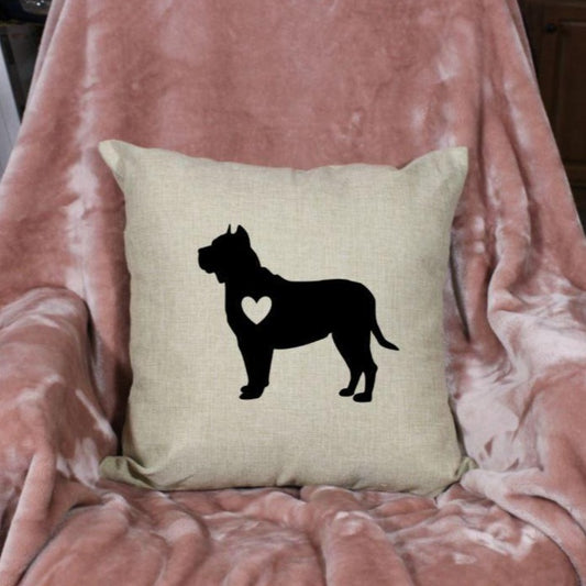 18x18" Cane Corso, Neapolitan Mastiff Dog Silhouette Throw Pillow Cover, Personalized, Custom, Dog Name