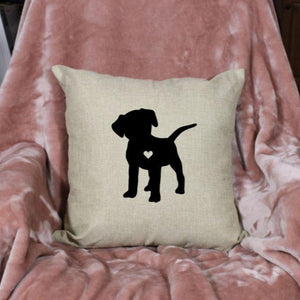 18x18" Beagle, Puppy, Puggle Dog Silhouette Throw Pillow Cover, Personalized, Custom, Dog Name