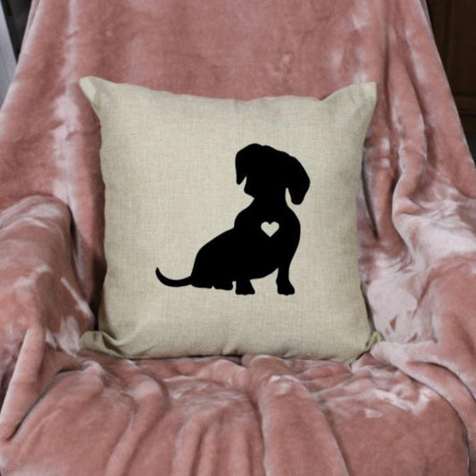 18x18" Dachshund Silhouette Throw Pillow Cover