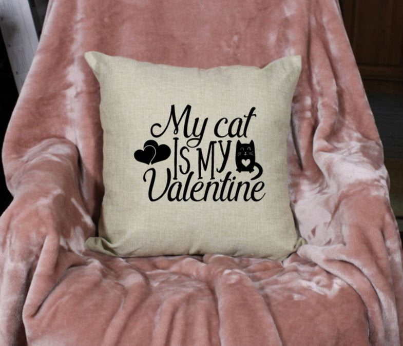 18x18" My Cat is my Valentine Throw Pillow Cover