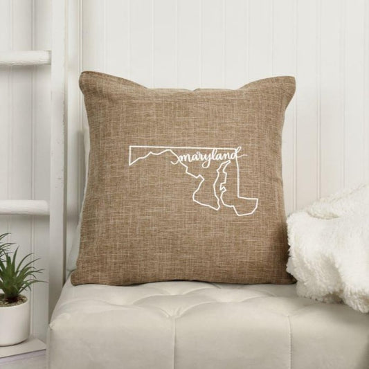 18x18" Home State Outline Name Throw Pillow Cover