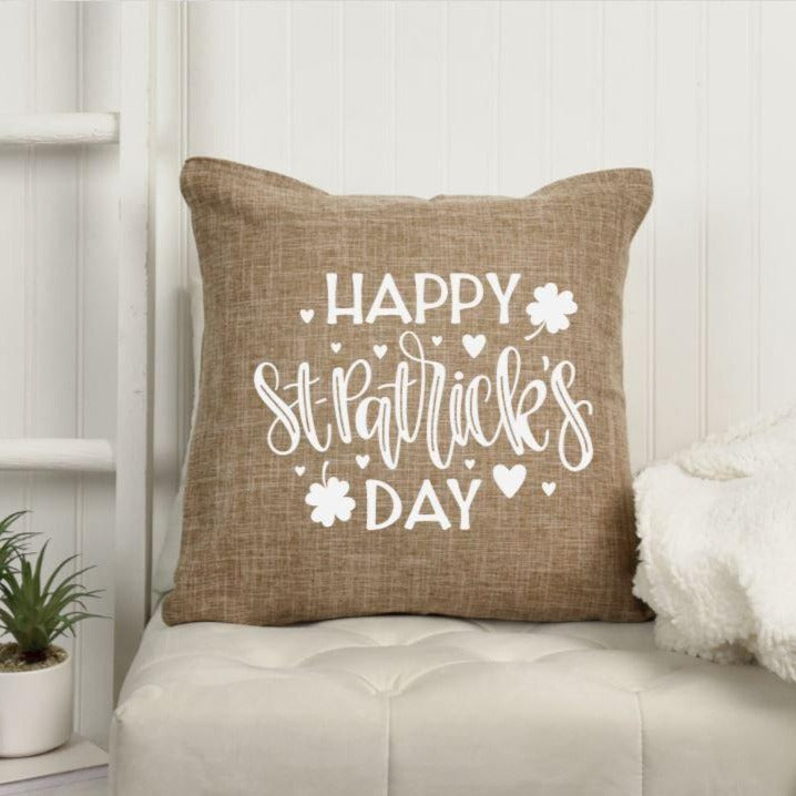 18x18" Happy St. Patrick's Day Throw Pillow Cover