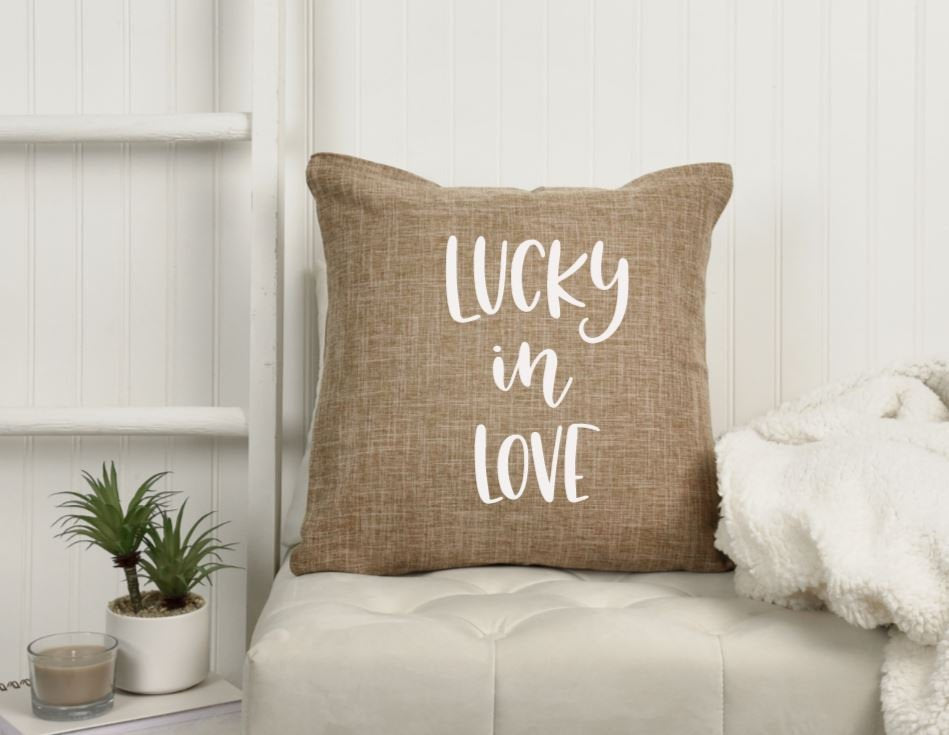 18x18" Lucky in Love St. Patrick's Day Clover Holiday Throw Pillow Cover