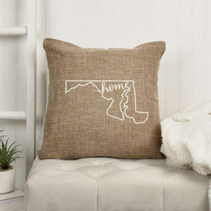 18x18" Home State Outline Throw Pillow Cover