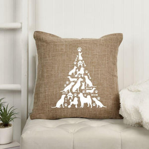 18x18" Dog Christmas Tree Throw Pillow Cover