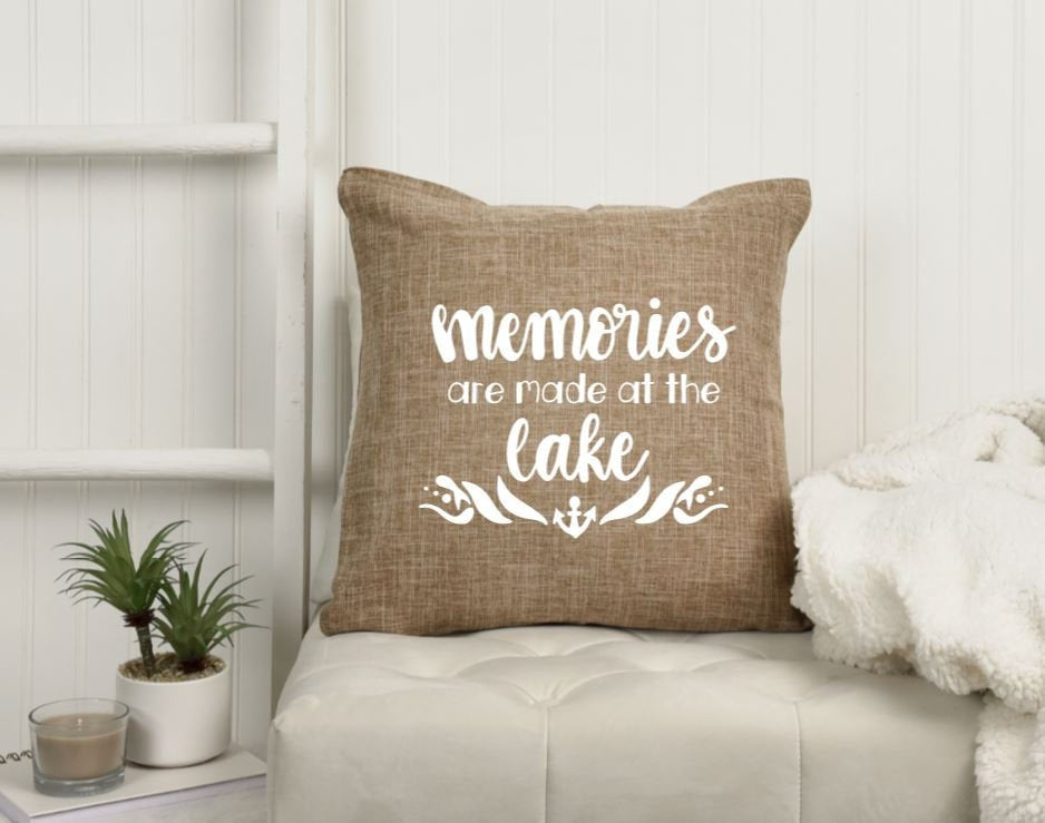 18x18" Memories are Made at the Lake Throw Pillow Cover