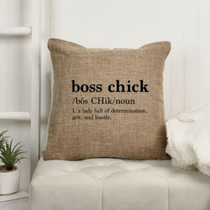 18x18" Boss Chick Definition | Boss Babe | Babe Cave Throw Pillow Cover