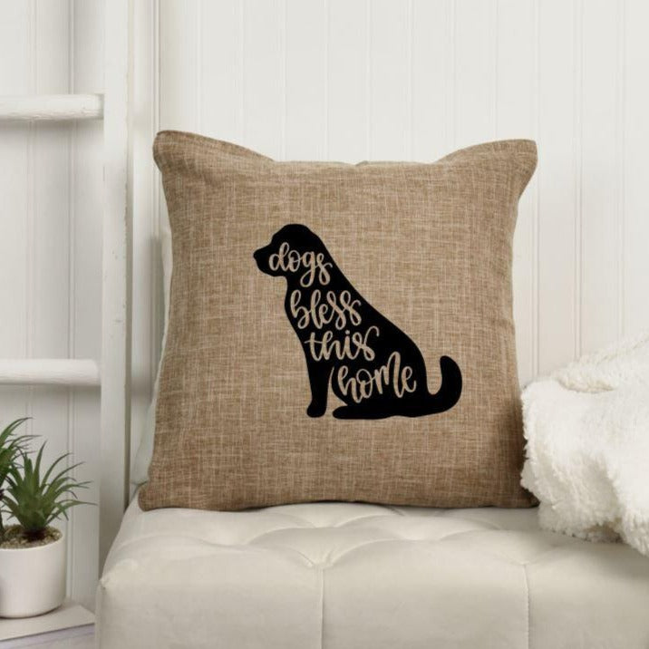 18x18" Dogs Bless This Home Throw Pillow Cover
