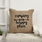 Load image into Gallery viewer, 18x18&quot; Camping Is My Happy Place Throw Pillow Cover
