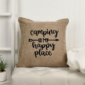 18x18" Camping Is My Happy Place Throw Pillow Cover