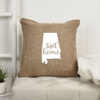 18x18" Home State Throw Pillow Cover Sweet Home Alabama