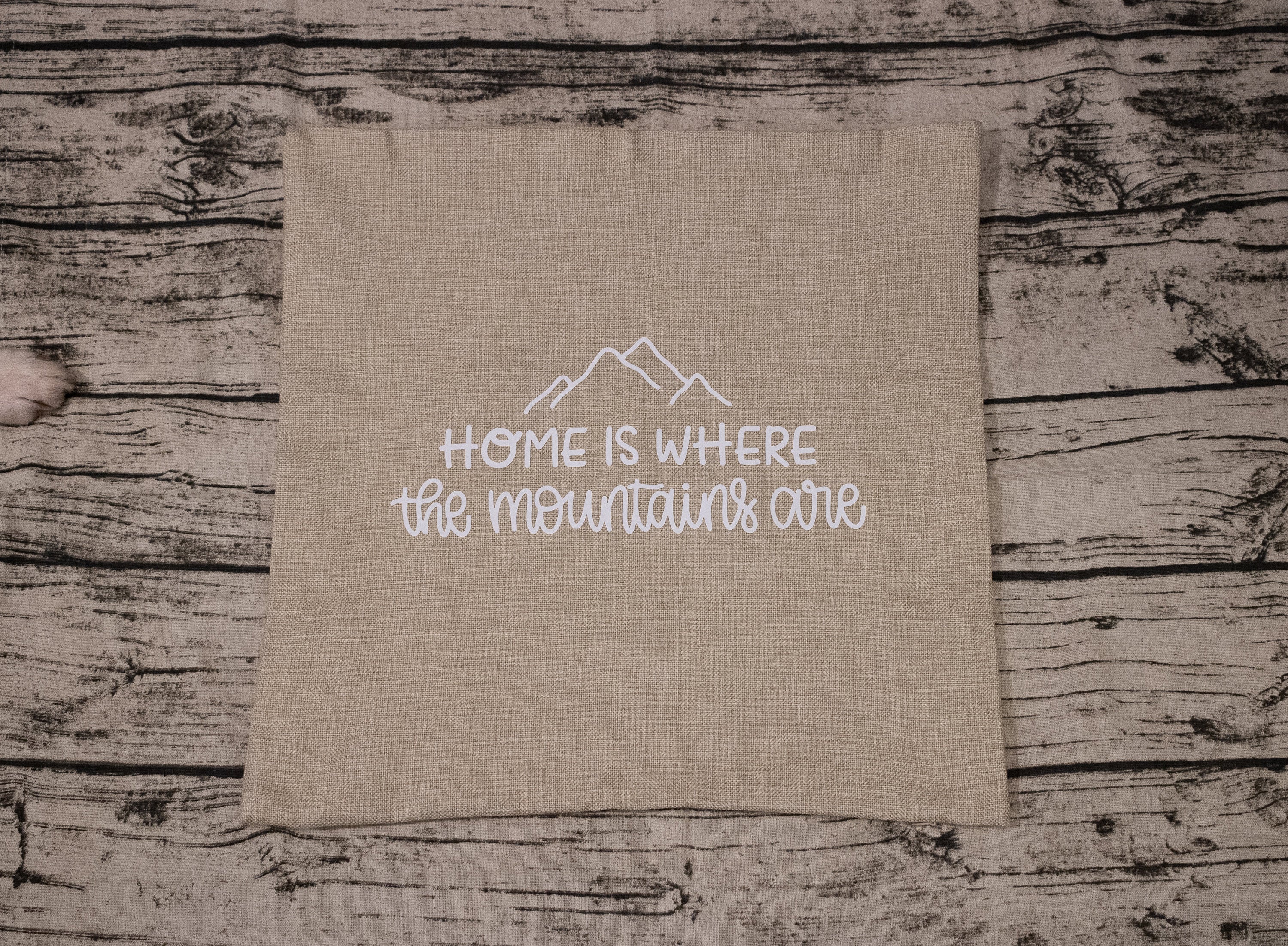 18x18" Home Is Where The Mountains Are Pillow Cover - Light Linen
