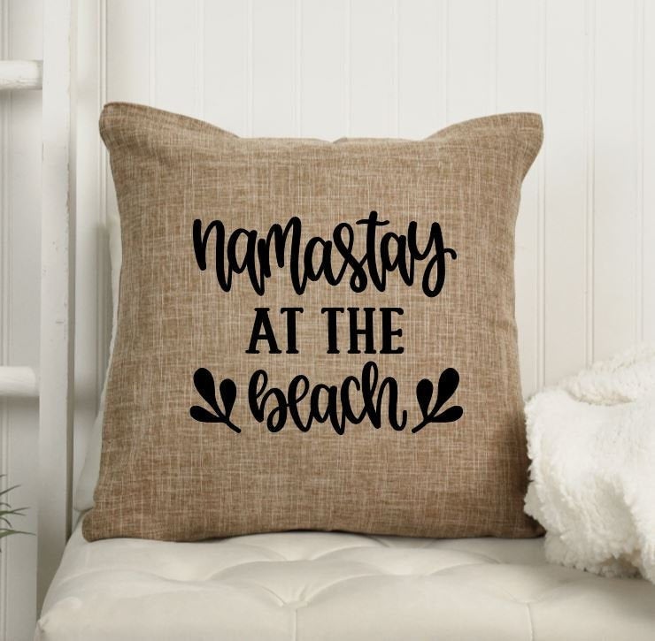 18x18" Namastay at the Beach Throw Pillow Cover
