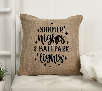 18x18" Summer Nights and Ballpark Lights Throw Pillow Cover