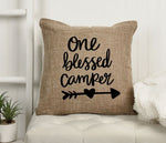 Load image into Gallery viewer, 18x18&quot; One Blessed Camper Throw Pillow Cover
