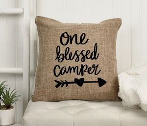 18x18" One Blessed Camper Throw Pillow Cover