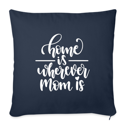 Home Is Where Mom Is Throw Pillow Cover 18” x 18” - navy