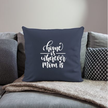 Home Is Where Mom Is Throw Pillow Cover 18” x 18” - navy