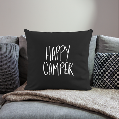 Happy Camper Throw Pillow Cover 18” x 18” - black