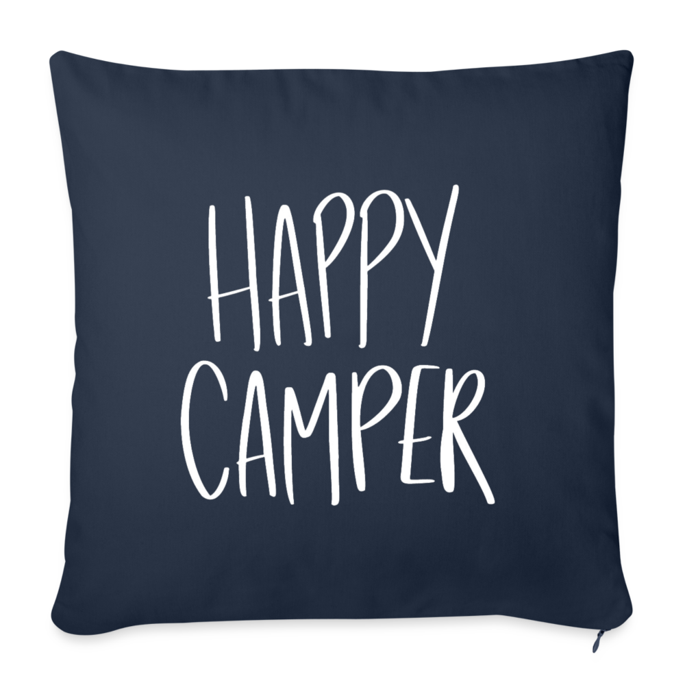 Happy Camper Throw Pillow Cover 18” x 18” - navy