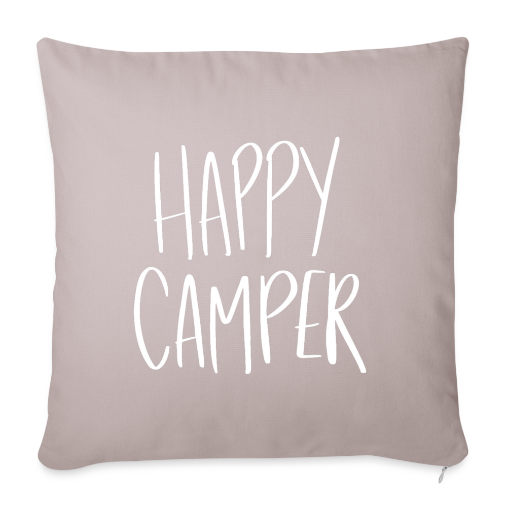 Happy Camper Throw Pillow Cover 18” x 18” - light taupe