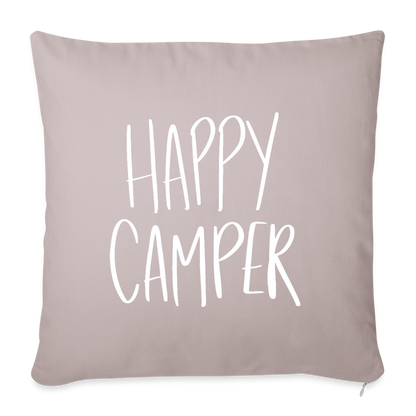 Happy Camper Throw Pillow Cover 18” x 18” - light taupe