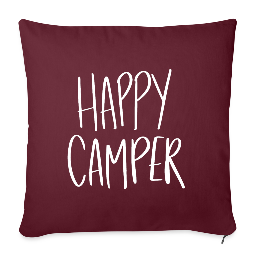 Happy Camper Throw Pillow Cover 18” x 18” - burgundy