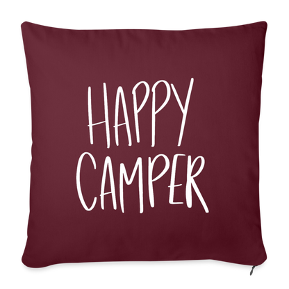 Happy Camper Throw Pillow Cover 18” x 18” - burgundy