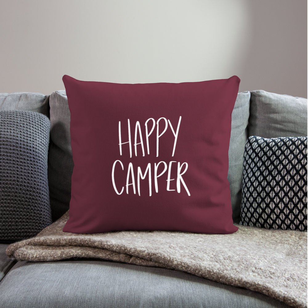 Happy Camper Throw Pillow Cover 18” x 18” - burgundy