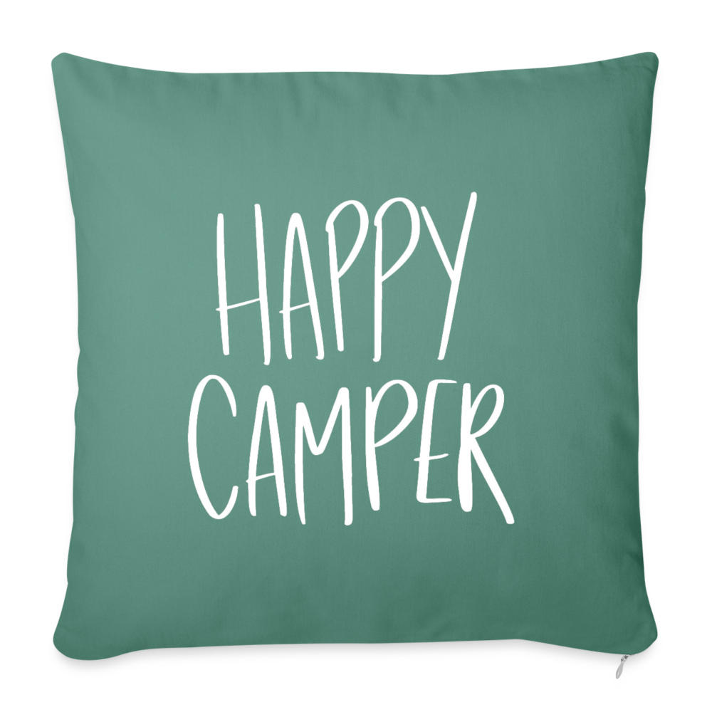 Happy Camper Throw Pillow Cover 18” x 18” - cypress green