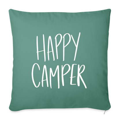 Happy Camper Throw Pillow Cover 18” x 18” - cypress green