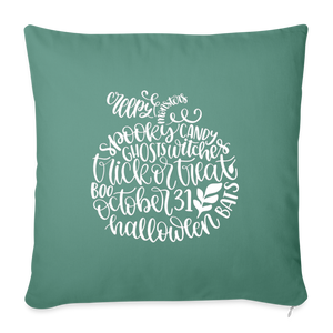Halloween Words Pumpkin Throw Pillow Cover 18” x 18” - cypress green