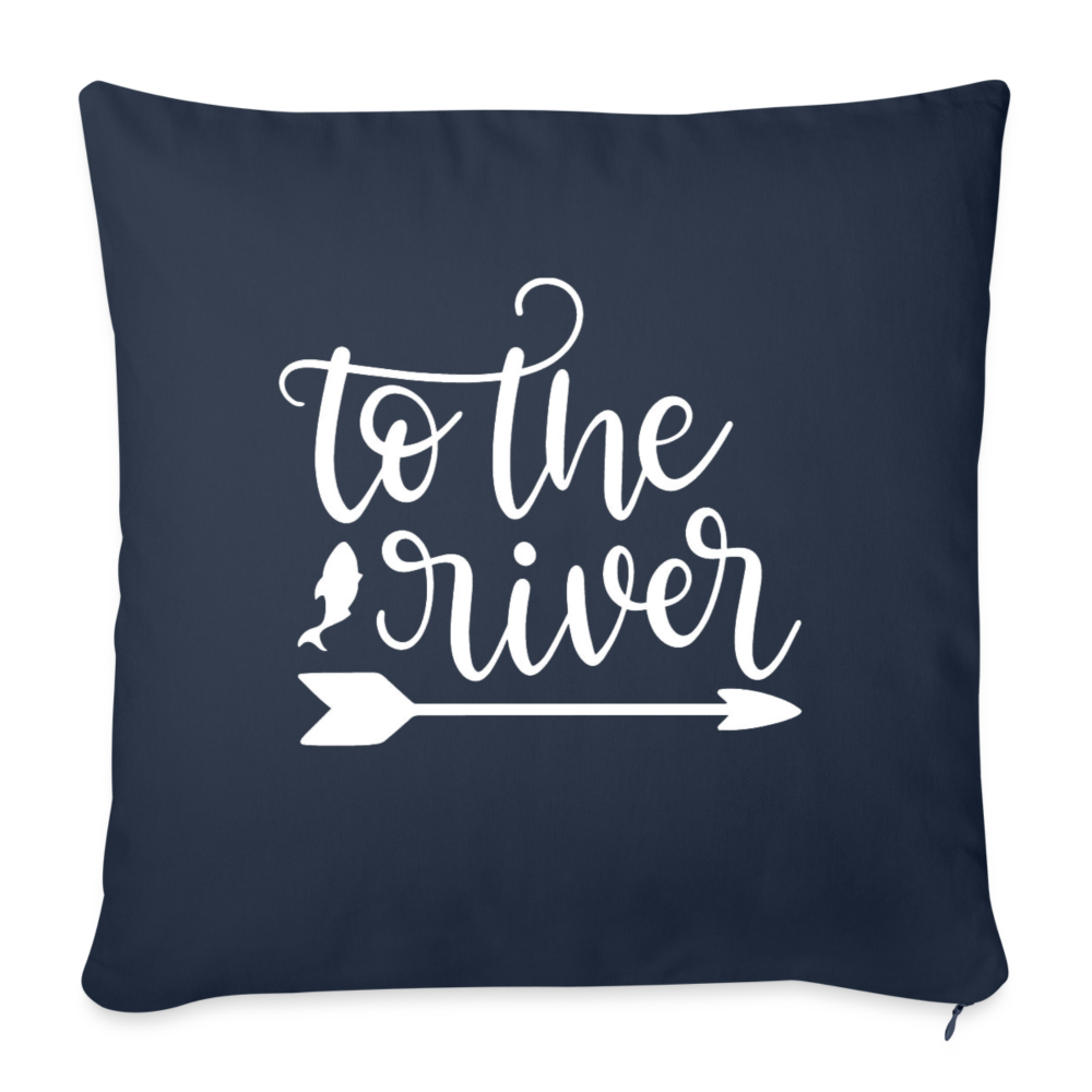 To The River Throw Pillow Cover 18” x 18” - navy
