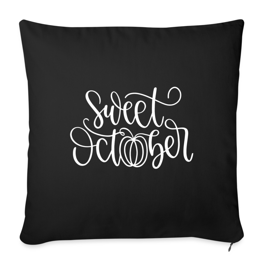 Sweet October Throw Pillow Cover 18” x 18” - black