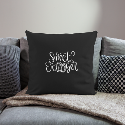 Sweet October Throw Pillow Cover 18” x 18” - black