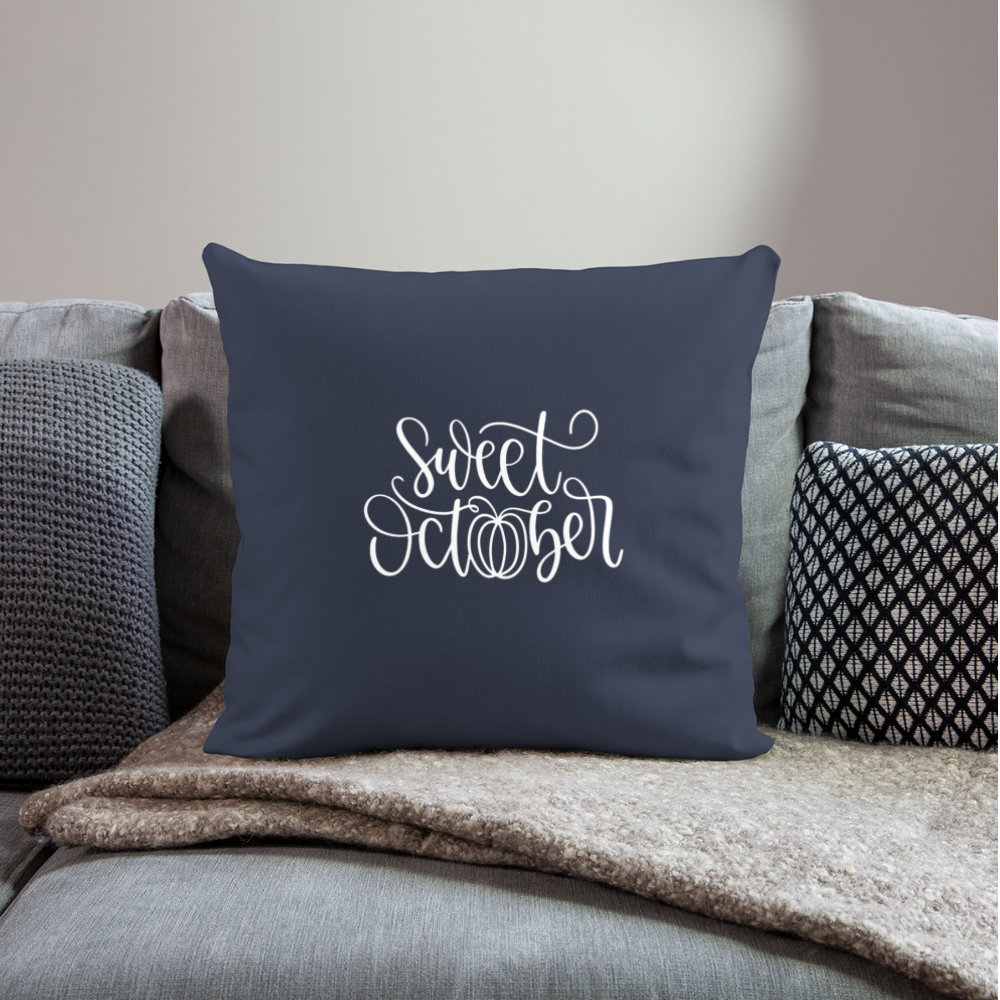 Sweet October Throw Pillow Cover 18” x 18” - navy