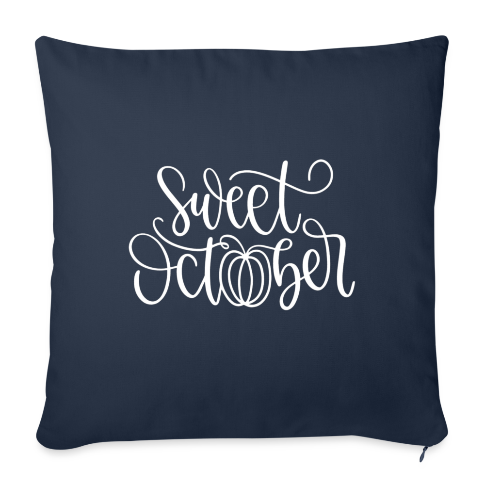 Sweet October Throw Pillow Cover 18” x 18” - navy