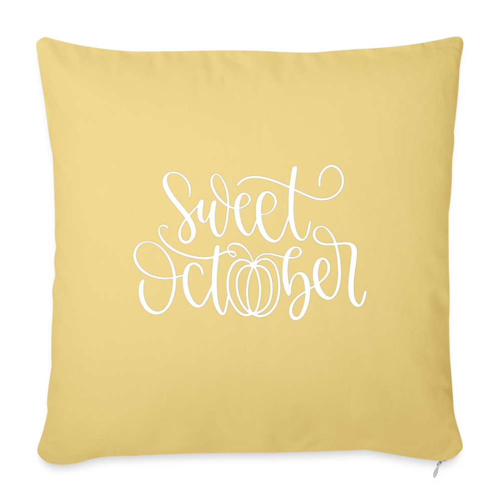 Sweet October Throw Pillow Cover 18” x 18” - washed yellow