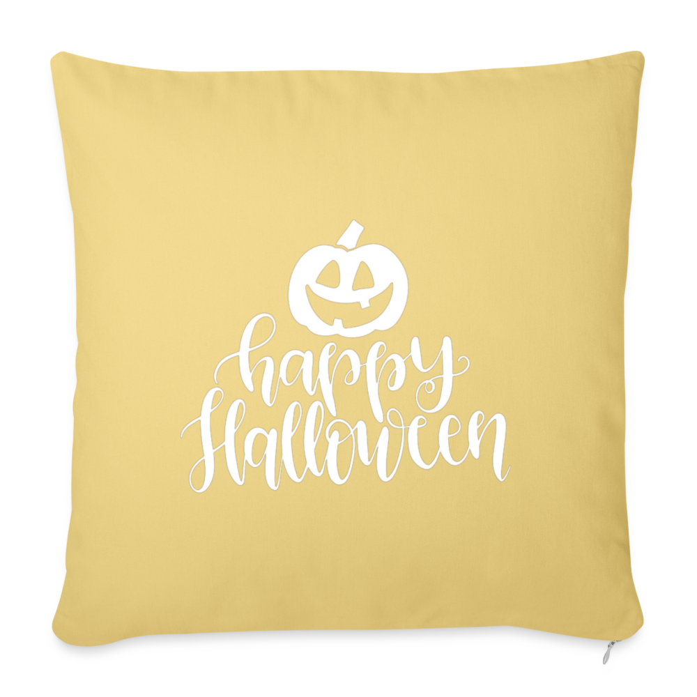 Happy Halloween Throw Pillow Cover 18” x 18” - washed yellow