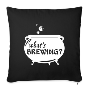 What's Brewing Cauldron Throw Pillow Cover 18” x 18” - black