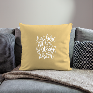Just Here For the Football and Beer Throw Pillow Cover 18” x 18” - washed yellow