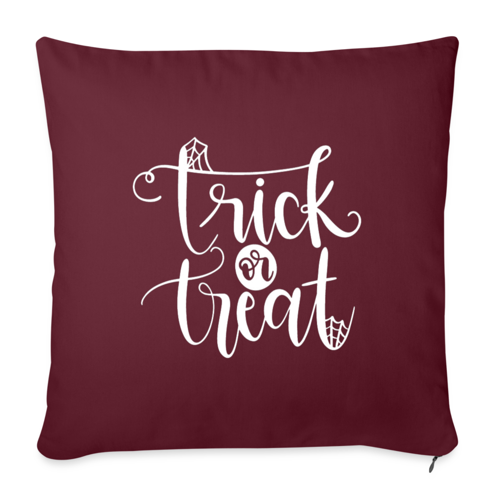 Trick Or Treat Throw Pillow Cover 18” x 18” - burgundy