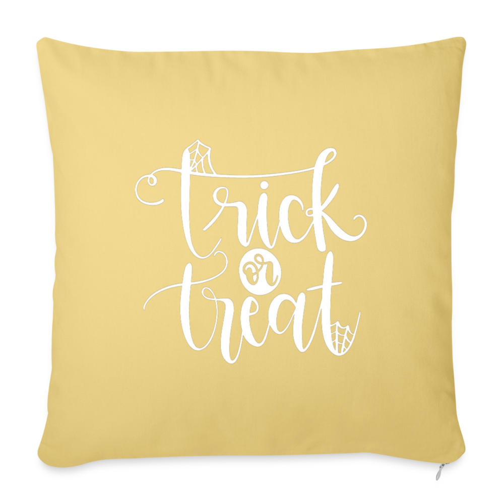 Trick Or Treat Throw Pillow Cover 18” x 18” - washed yellow