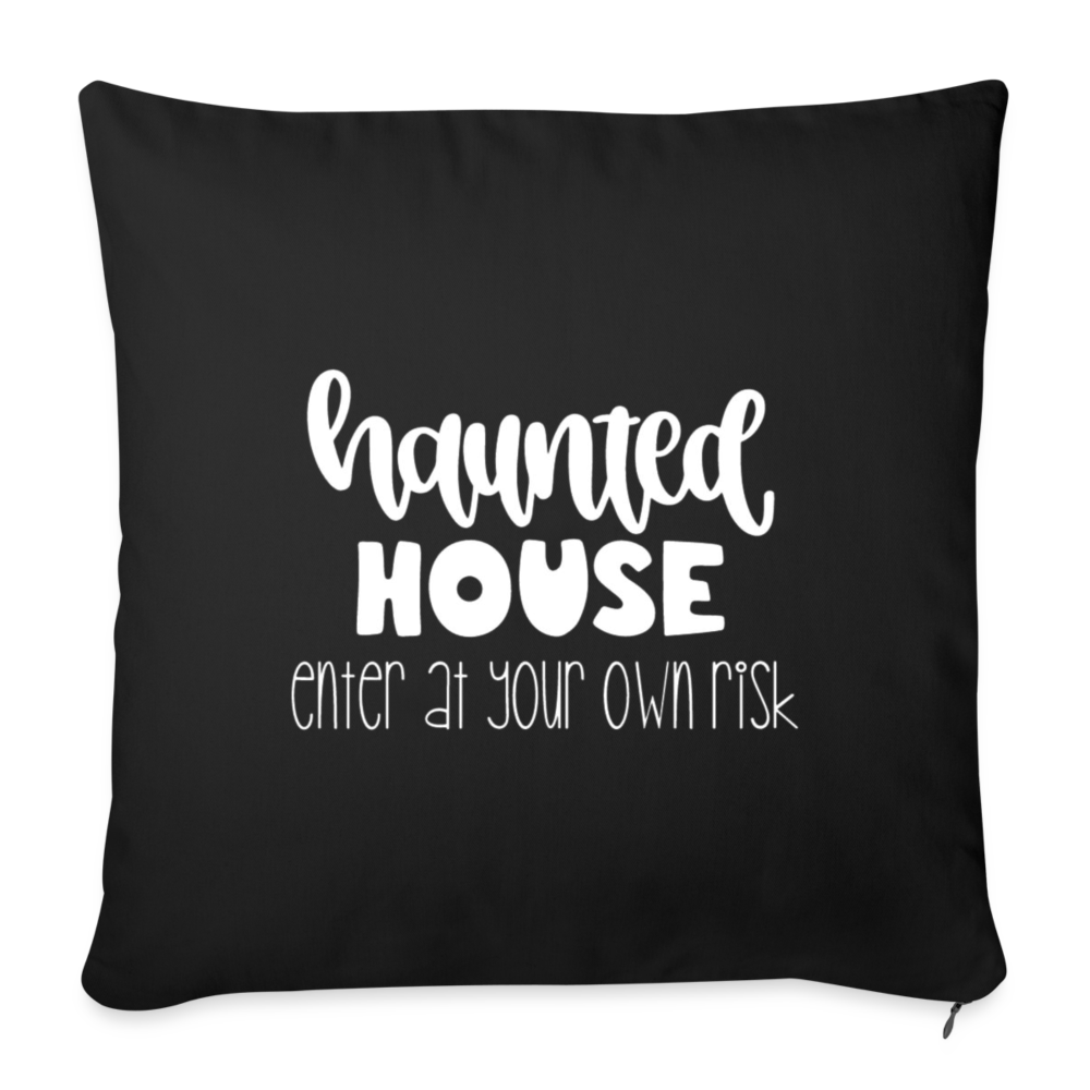 Haunted House Throw Pillow Cover 18” x 18” - black