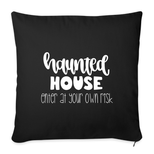 Haunted House Throw Pillow Cover 18” x 18” - black