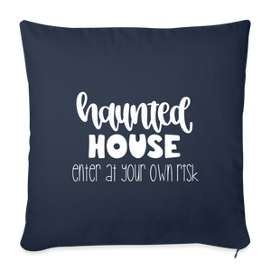 Haunted House Throw Pillow Cover 18” x 18” - navy