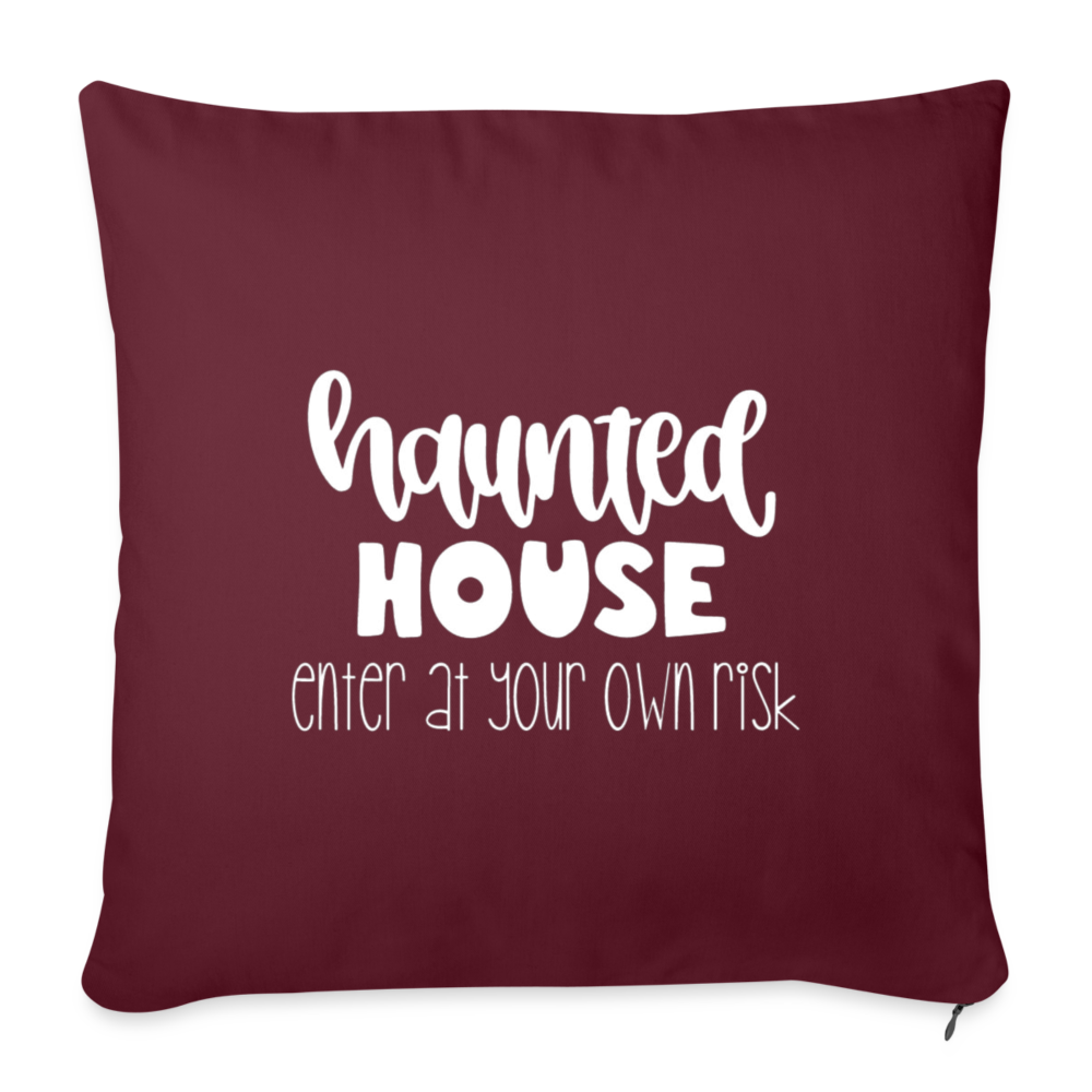 Haunted House Throw Pillow Cover 18” x 18” - burgundy