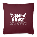 Load image into Gallery viewer, Haunted House Throw Pillow Cover 18” x 18” - burgundy
